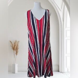 Ann Klein tank dress sleevless size medium red white blue